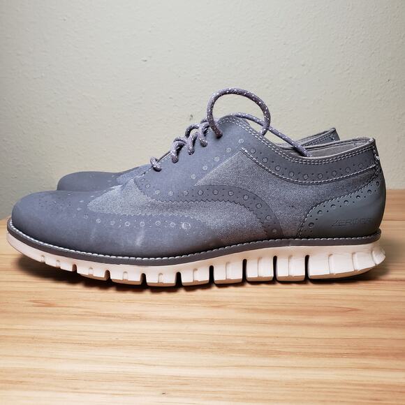 Cole Haan Men's 7.5M Zerogrand Embrostich Wingtip‎ Oxford Sneaker Gray Office